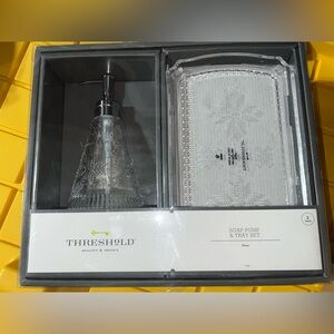 Threshold Transparent Soap Dispenser and Tray Set